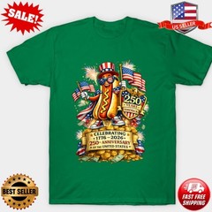 Funny Patriotic Hotdog 250 Years USA Independence Celebration T-Shirt | S-5XL