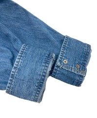 Authentic MYTHINKS Rayon Silk Distressed Western Denim Shirt L Indigo Men #1647
