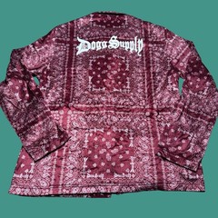 Dogg Supply Snoop Dog Mens Velour Bandana Shirt Large Red Button Lounge Pajama