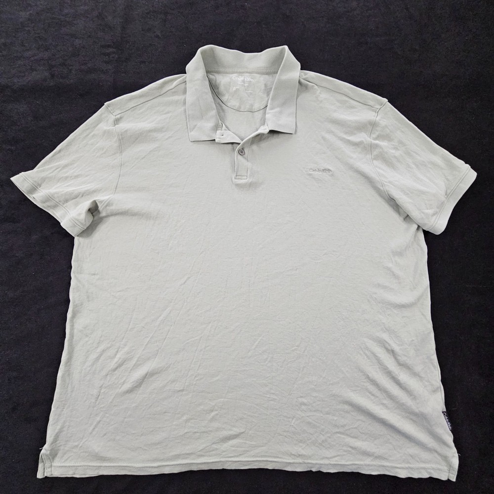 Clavin Klein Liquid Touch Gray Short Sleeve Cotton Polo Shirt Men’s 2XL