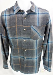 Small Rustic Blue Durable Goods Plaid Flannel Button Front Shirt Blue Gray Mens