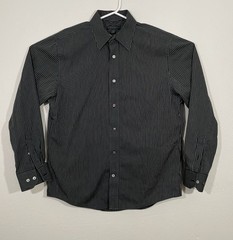 Express Design Studio Button Up Black Striped Dress Shirt Size L Classic Fit