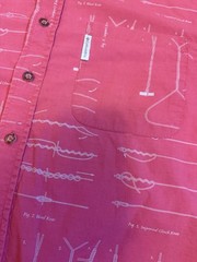 Columbia Shirt Men Large Red River Lodge Short Sleeve AOP Button Fisherman Knots