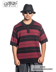 Caltop Charlie Brown Striped Polo Shirt Classic Retro Style Short Sleeve