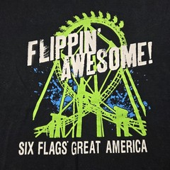 Vintage Six Flags Theme Park Roller Coaster Black Lime Green T-shirt Size XL