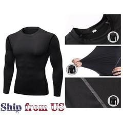 ON SALE!! Compression Thermal Base Layer Long Shirt Tops Sports Gym Tight Dry