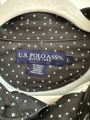 U.S. Polo Assn. Feel Dry Men’s Polo L Black Polka Dot Short Sleeve Moisture