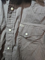 Rafter C Shirt Men’s Medium Pattern Western Pearl Snap Cowboy Rodeo Ranch Gray