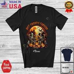 Custom Name Forever Best Friends; Halloween Witch Skeletons Drinking T-Shirt