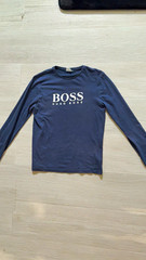 BOSS Hugo Boss Men’s Blue Crew Neck Long Sleeve Regular Fit Logo T-Shirt S