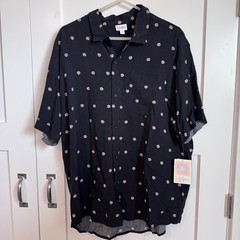 NWT LuLaRoe Michael Black with Baseball Button Down Shirt Men’s Size 2XL Casual