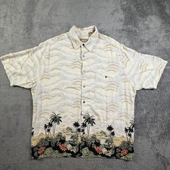 Natural Issue Vintage Hawaiian Shirt Men XL Rayon Button Up Palm Trees Beach