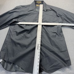 Arrow Men’s Dark Gray Microtech Long Sleeve Button Up Dress Shirt 16 1/2 36-37