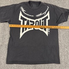 Y2K Tapout T Shirt Sz L Black Double Sided Graphic Print American Arrogant Worn