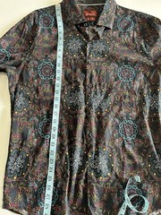 Consequence Men’s Long Sleeve Button Up Paisley Print Slim Fit XL Boho Flip Cuff