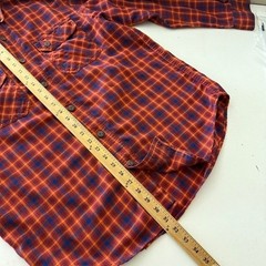 Duluth Trading Rustic Orange Plaid Poly Blend Double Pocket Flannel Shirt MEDIUM