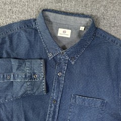 Adriano Goldschmied Chambray Button Down L/S Shirt Mens L Textured Micro Pattern