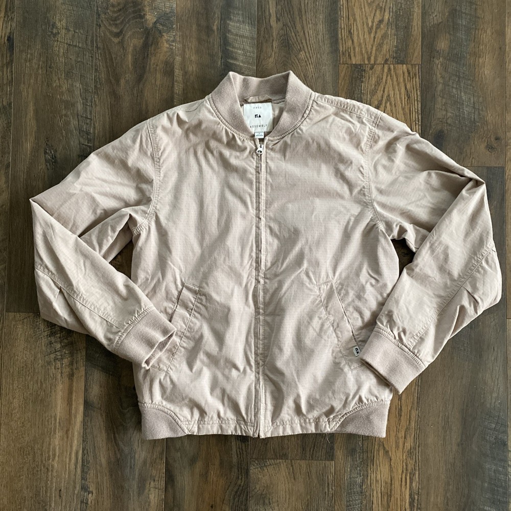 Free Assembly Lightweight Men’s Bomber Jacket Tan Org Cotton Sz S