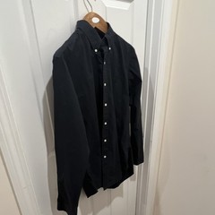 Ralph Lauren Black Solid Stretch Poplin Dress Shirt Slim Fit Large L