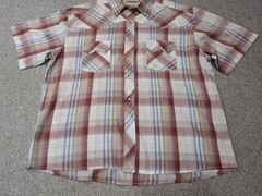 Rustler by Wrangler Western Check Plaid Sawtooth Pocket Pearl Snap Shirt XL