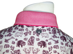 New Greyson Arctic Creatures Print Large Mens Red/White Stretch Polo/Golf Shirt