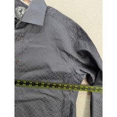 Bugatchi Uomo Geometric Jacquard Button Down Long Sleeve Shirt Men’s Large Black