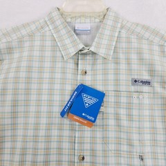 Columbia PFG Shirt Mens M Green Plaid Harbor Peak Omni-Shade Omni-Wick READ