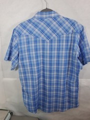 Wrangler Lt. Blue/White Plaid Button-Up Short Sleeve Western Style Shirt Size…