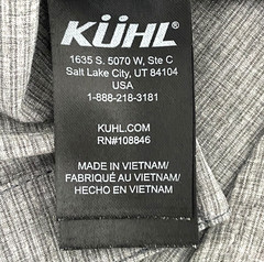 Kühl Solid Gray Pattern Polyester-Spandex Blend Tapered Fit Shirt Size L