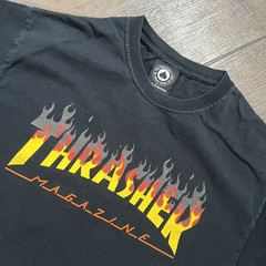 Thrasher Magazine Tshirt Medium Black Fire Logo Print Skater Shirt Music Tee