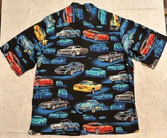 Vintage Reyn Spooner Sports Art Of Eddy Y Corvette Classic Cars Rayon Mens XL
