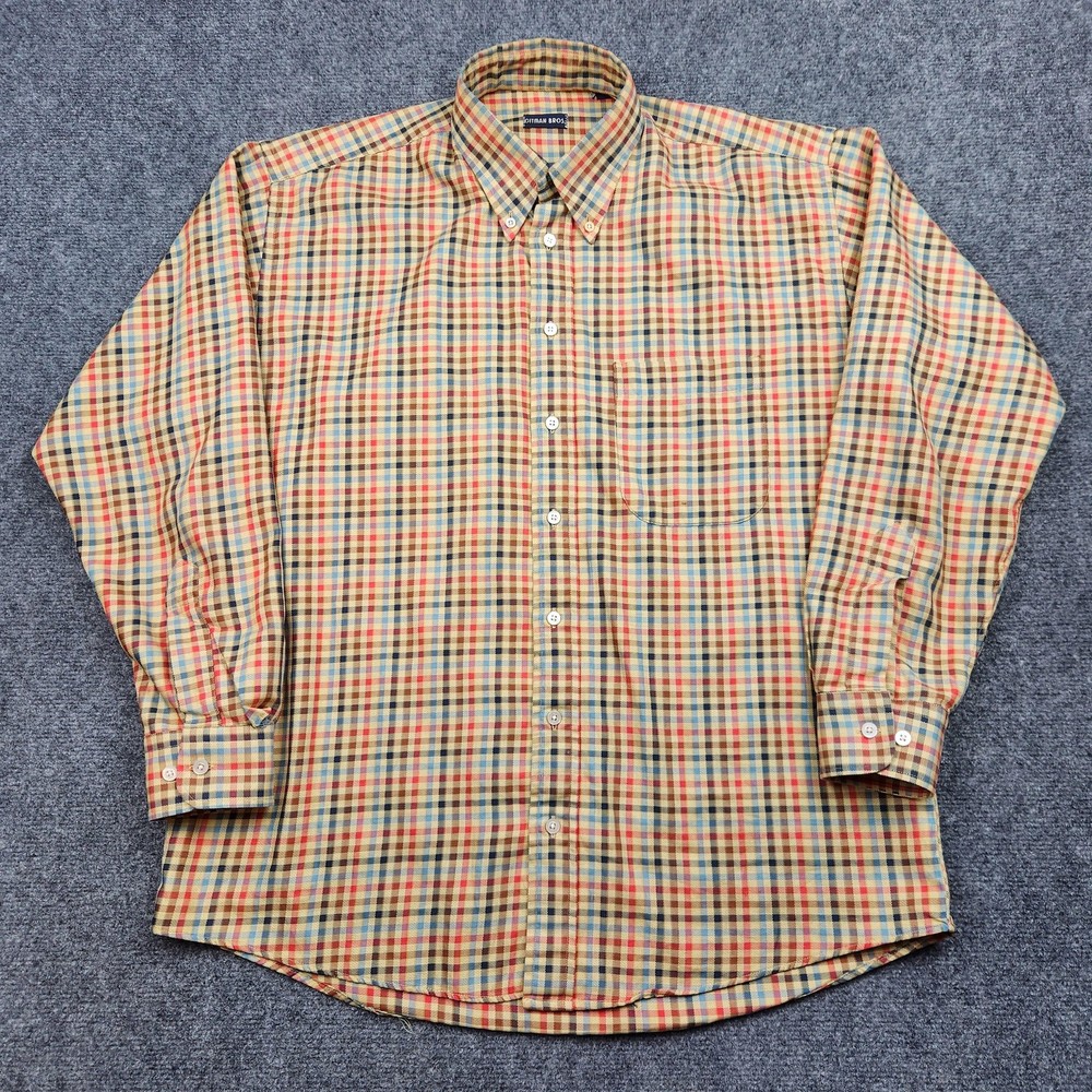 Gitman Bros Shirt Mens Large Multicolor Check Twill Button Front Long Sleeve