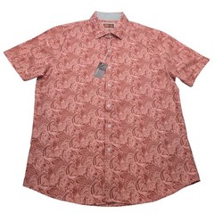 NWT Consequence Paisley Button Down Shirt Mens XL Faded Rose Pink Short Sleeve