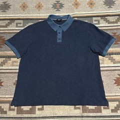 Brioni Polo Shirt Mens 3XL Blue Italy Preppy Luxury Short Sleeve Cotton A4