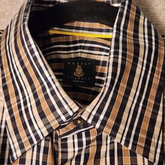Robert Talbott Button Down Mens Large Brown Plaid Trim Fit Excellent Long Sleeve