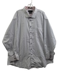 Paul Fredrick Button Down White with Blue/Pink Geometric Print Size 19×35 1724-