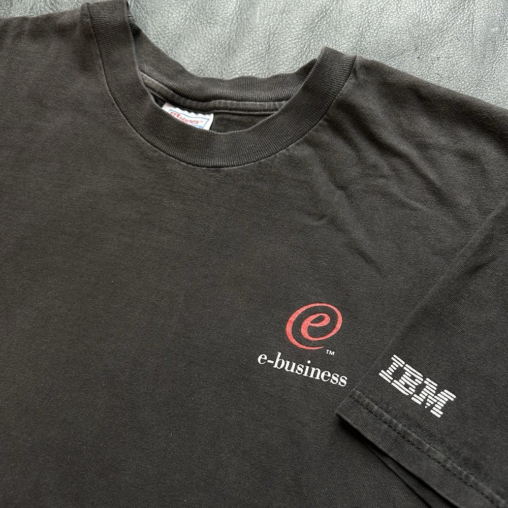 Vintage 90s E-Business IBM Tech Computer Promo T-Shirt Faded Black Men’s Medium