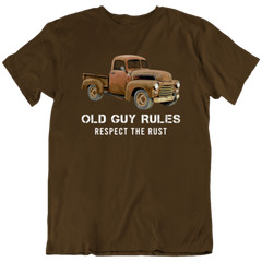 Old Guy Rules Respect The Rust Classic Car Truck Vintage Retro T-Shirt Tee Gift