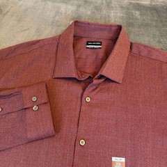 Van Heusen Comfort Performance Button Up Shirt Wine Red Mens 18.5 35/36 NWT