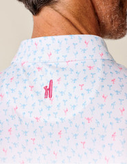 Johnnie-O Featherweight Pin UP Print Performance Polo Shirt White S NWT $110