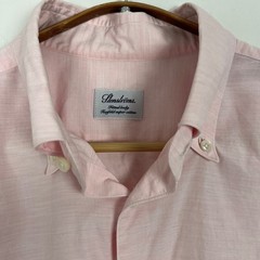 Stenströms Fitted Body Pink Button Down Shirt Mens Size 17 43 Twofold Cotton