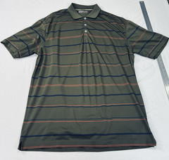 Nike Polo Shirt Mens XL Striped Green Stretch Breathable Nikegolf Quick Dry EUC