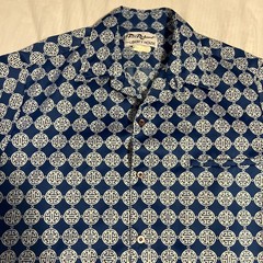Vintage Tori Richard Hawaiian Shirt Medium Liberty House Blue Asian Theme Circle