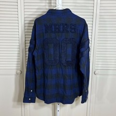 Mostly Heard Rarely Seen Checkered Flannel 100% Cotton Shirt Blue and Black 2XL
