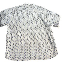 Paper Denim & Cloth Mens 3X Sea Turtle Print Peached Poplin Shirt White Blue NEW