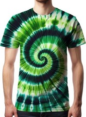 Men’s Tie Dye Short Sleeve T-Shirt Vintage Hippie Style Polyester Crew Neck Tee