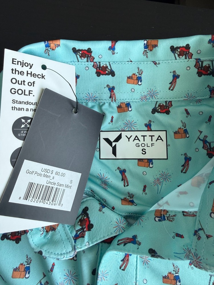 Yatta Golf “Uncle Sam” Performance Polo Shirt 4 Way Stretch and Moisture Wicking