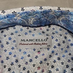 MARCELLO Button Down Shirt Pattern Italian Fabric Men’s XXL Blue White