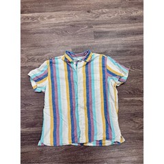 Sonoma Linen Cotton Striped Button Up Shirt Mens Large Coastal Beachy