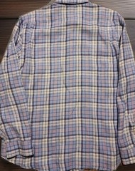 J. McLaughlin 100% Linen Button Up Shirt Men’s XL Blue White Orange Plaid LS